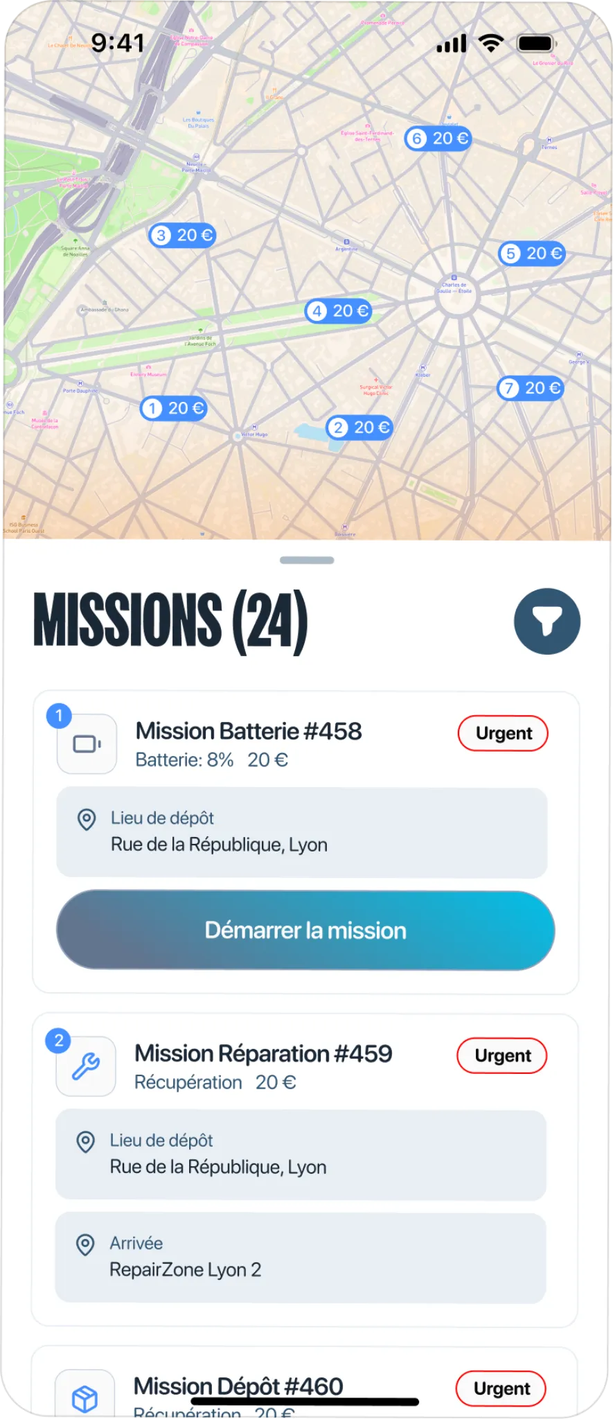 Ecran missions Miission